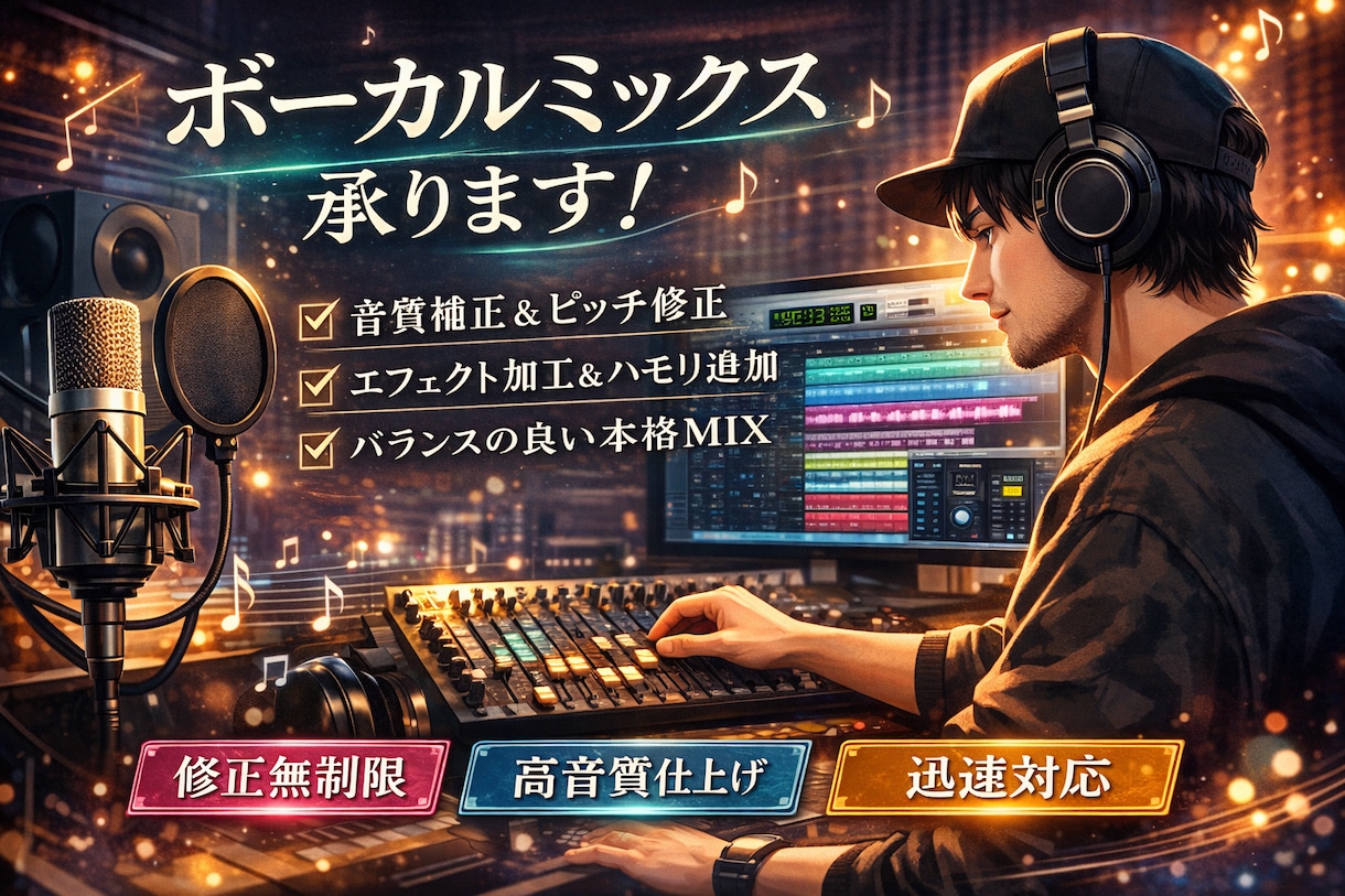 破格‼️歌ってみたミックス承ります あなたの魅力的な歌声を引き立てます！ イメージ1