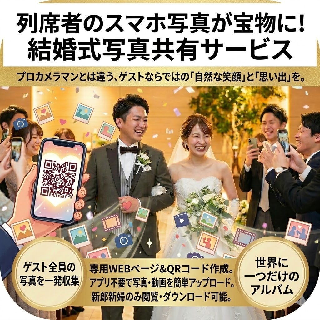 ゲスト撮影の動画と写真のシェアシステム作成します ゲストのスマホ写真・動画を新郎新婦専用ページでまとめて共有 イメージ1