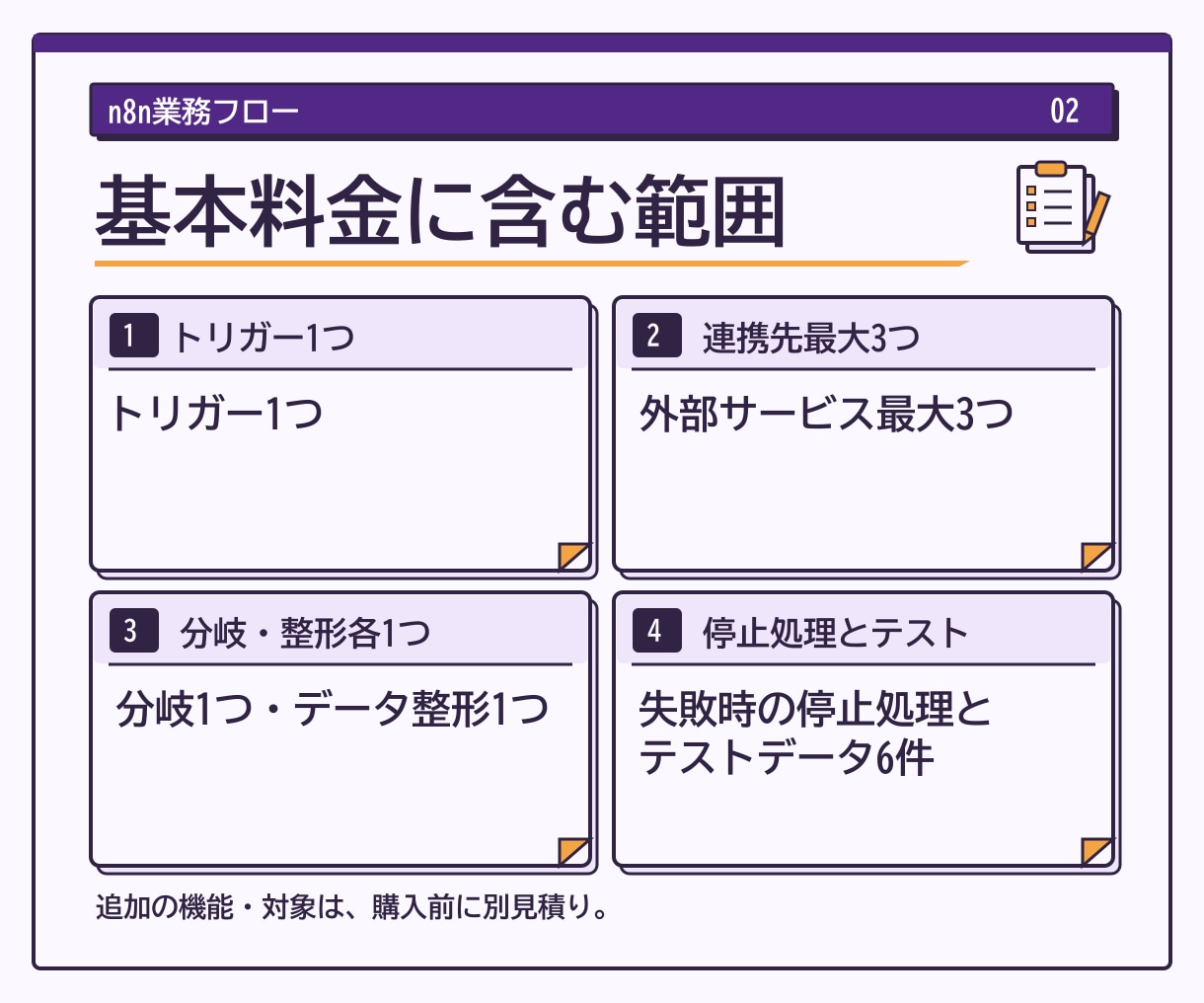 n8nの業務自動化フローを構築します 1トリガー最大3サービスのフローをJSONで納品 イメージ2