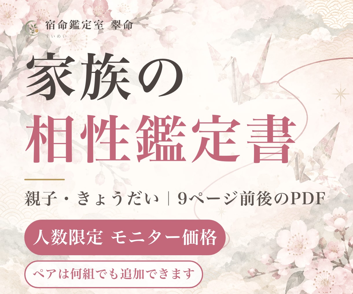 あと4名モニター価格で家族の相性鑑定書を作ります 親子・きょうだい。命式から読む家族の相性PDF9ページ前後 イメージ1