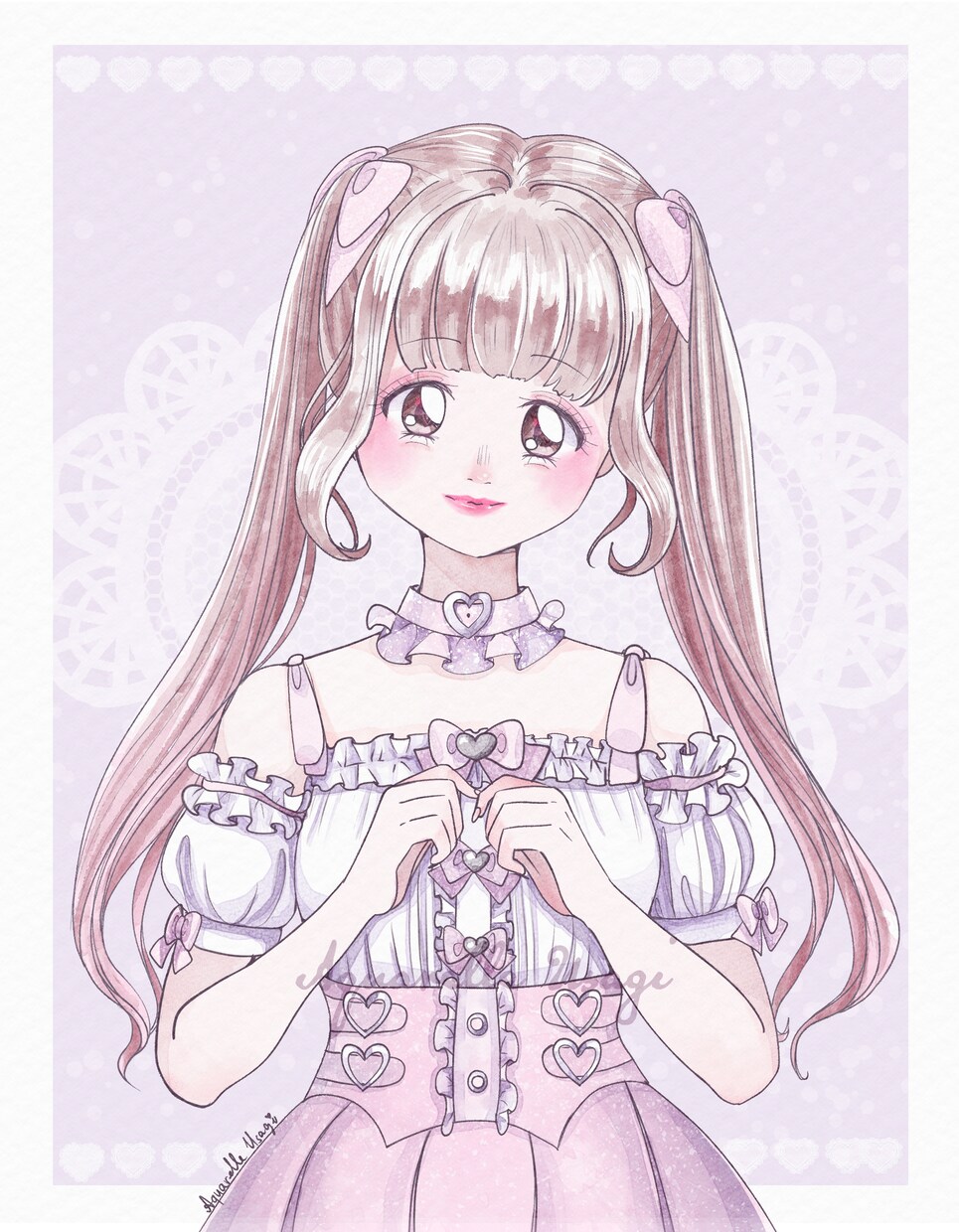 花やリボンで可愛く♡水彩風似顔絵アイコン描きます リアルすぎない、ちょっとマンガっぽい可愛い似顔絵です✨ イメージ9