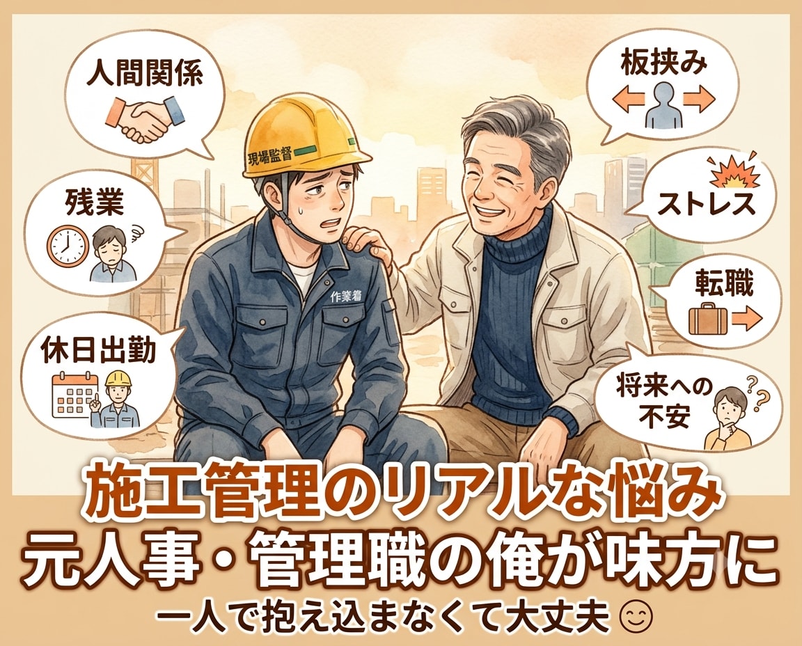 施工管理のリアルな悩み、私がが味方になって聴きます 現場の修羅場も上の本音も全部分かるが、120%あなたの味方！ イメージ1