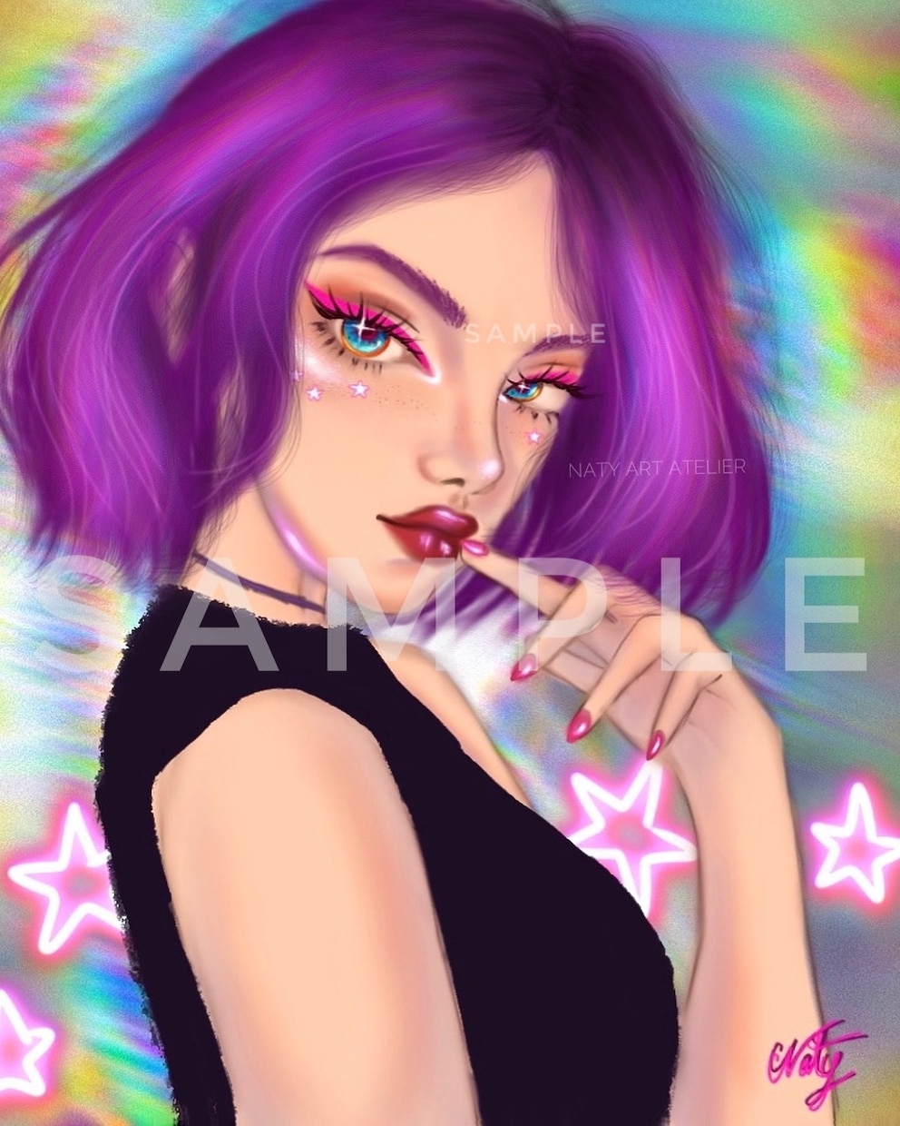 大人可愛いイラスト、SNSアイコン等をお描きします キラキラしたビビットで個性的なイラスト★ イメージ1
