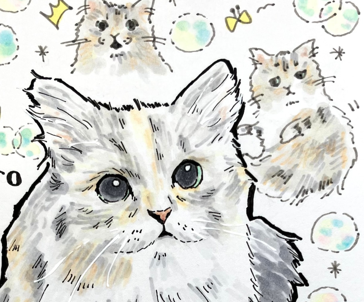 カラフルペット似顔絵。うちの子イラスト描きます うちの子記念日、誕生日プレゼント、ペット友達のプレゼントにも イメージ2