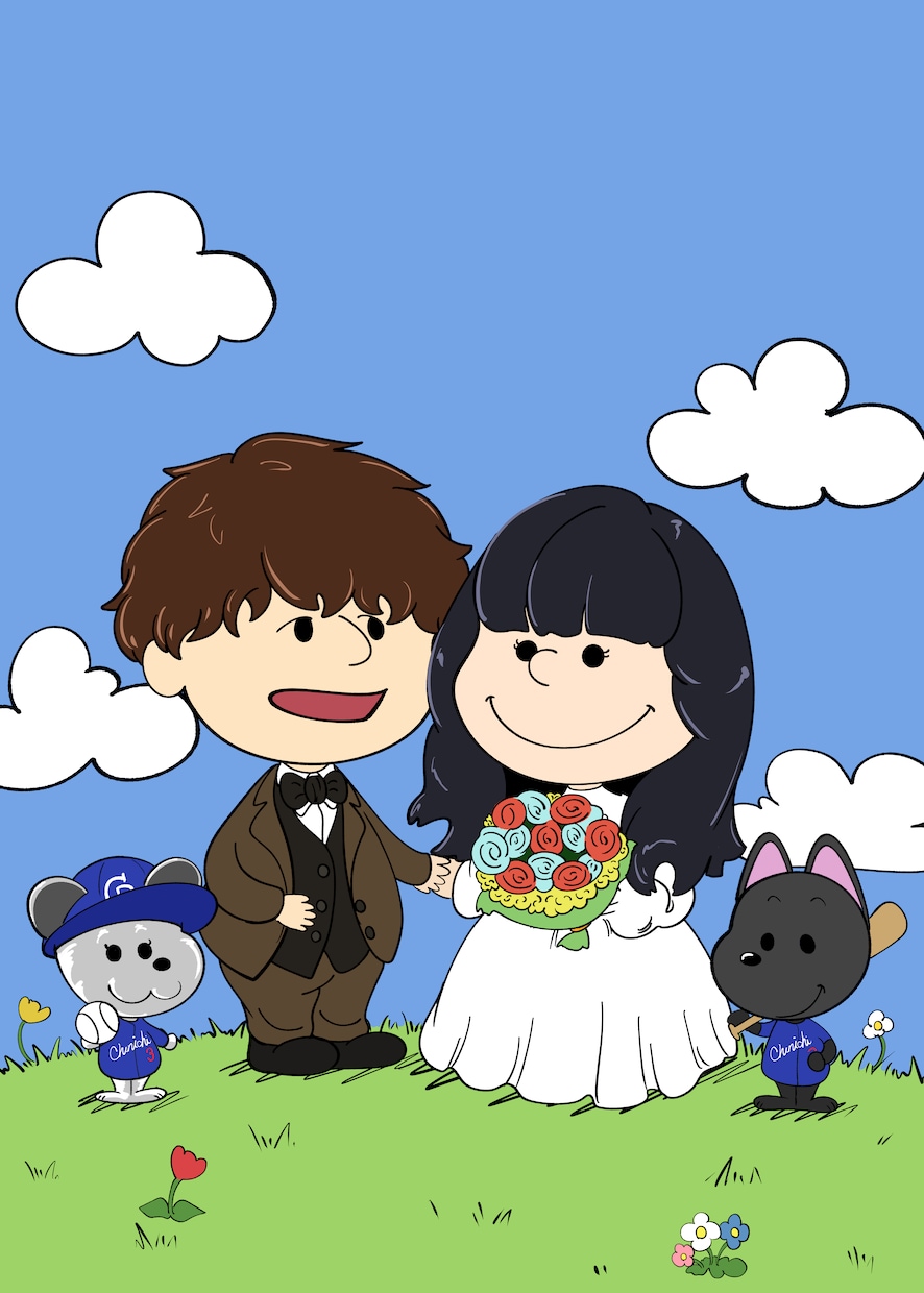 スヌーピーの画風で可愛い似顔絵を制作！ます ウェルカムボードや誕生日プレゼントはスヌーピーの似顔絵で！ イメージ3