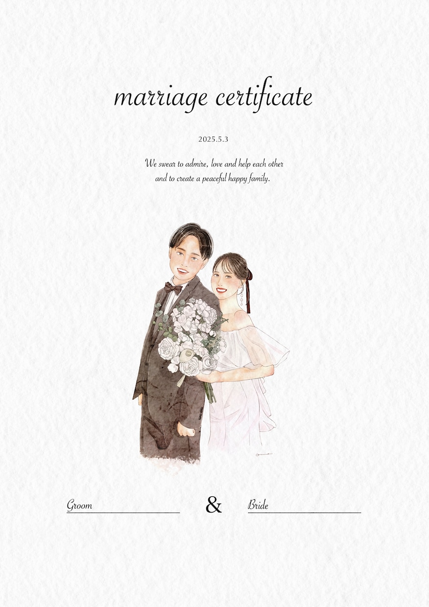 ウェディング/結婚式用のイラスト描きます ウェルカムボード/結婚証明書/入籍記念にもおすすめ！ イメージ5