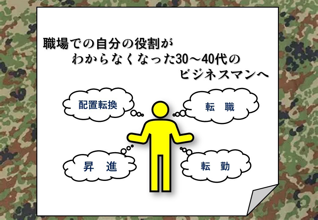 元自衛官と一緒に貴方の職場での立ち位置を見つけます 職場で何をすべきかがわからない30〜40代のビジネスマンへ イメージ1