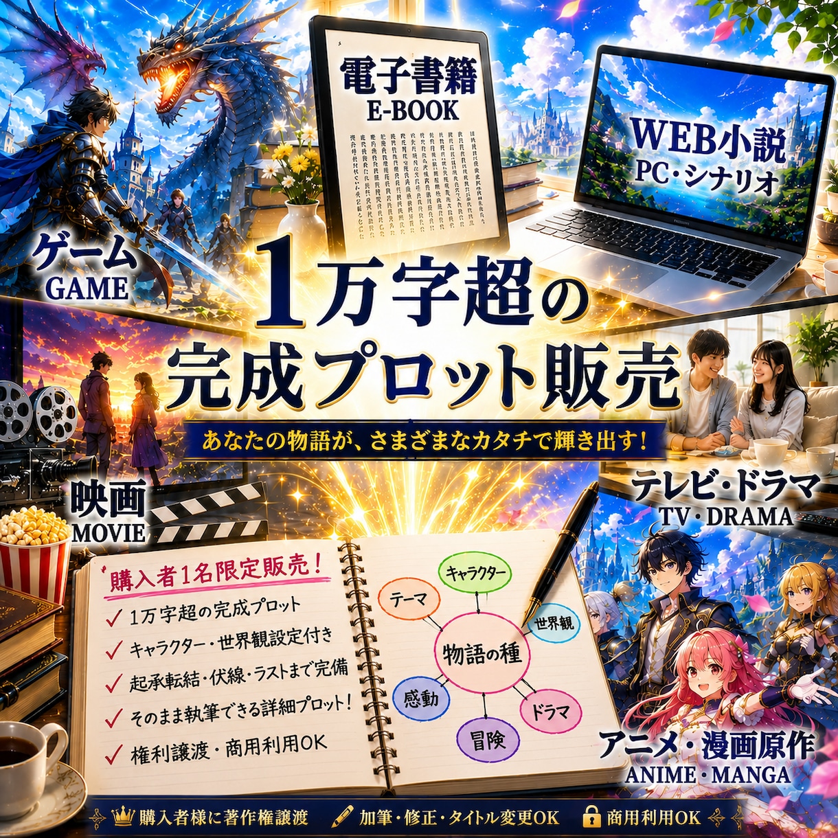 人物設定を含む完成度の高いプロットをお届けします スカッと系動画、小説、漫画原作、電子書籍にご利用いただけます イメージ1