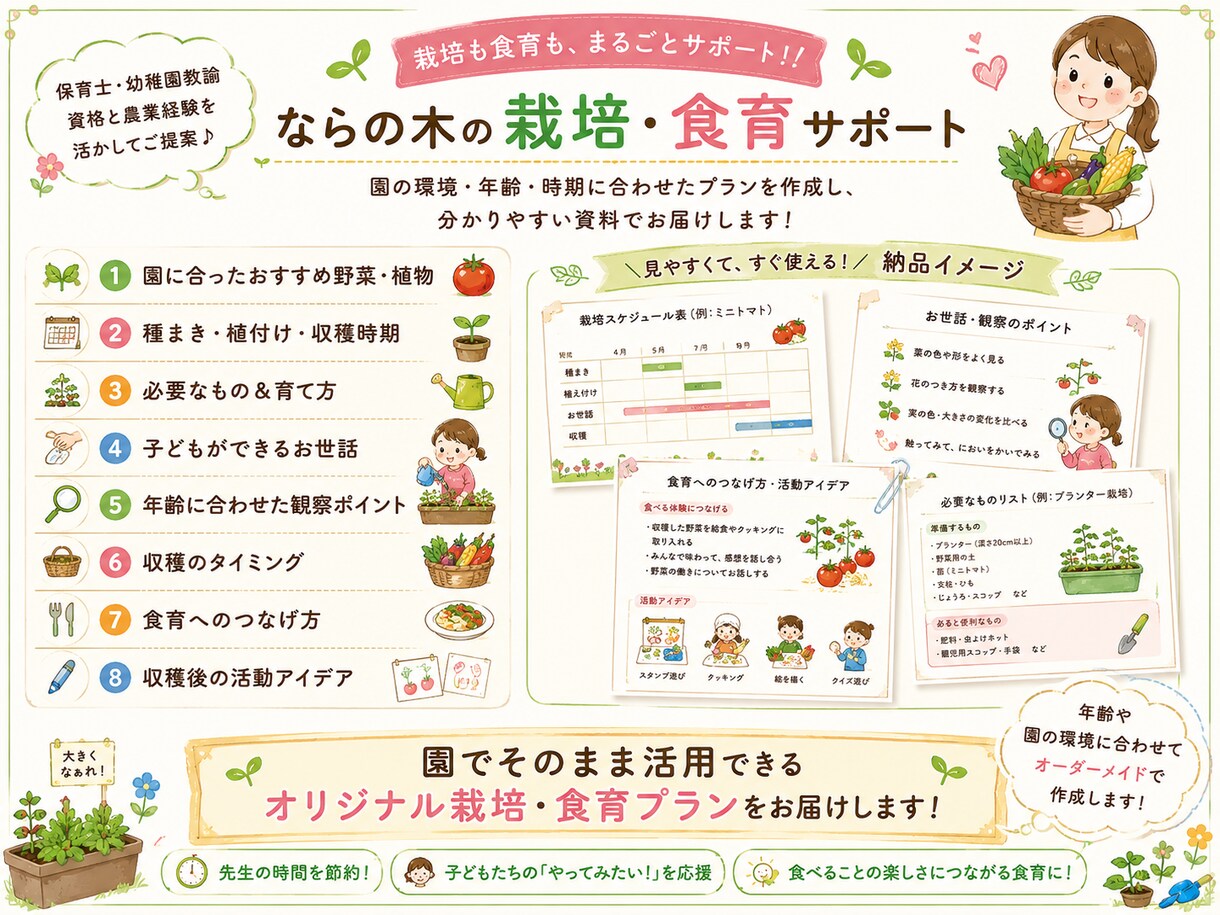 保育園の栽培・食育活動をサポートします 保育士経験×農業経験で園に合った活動をご提案 イメージ3