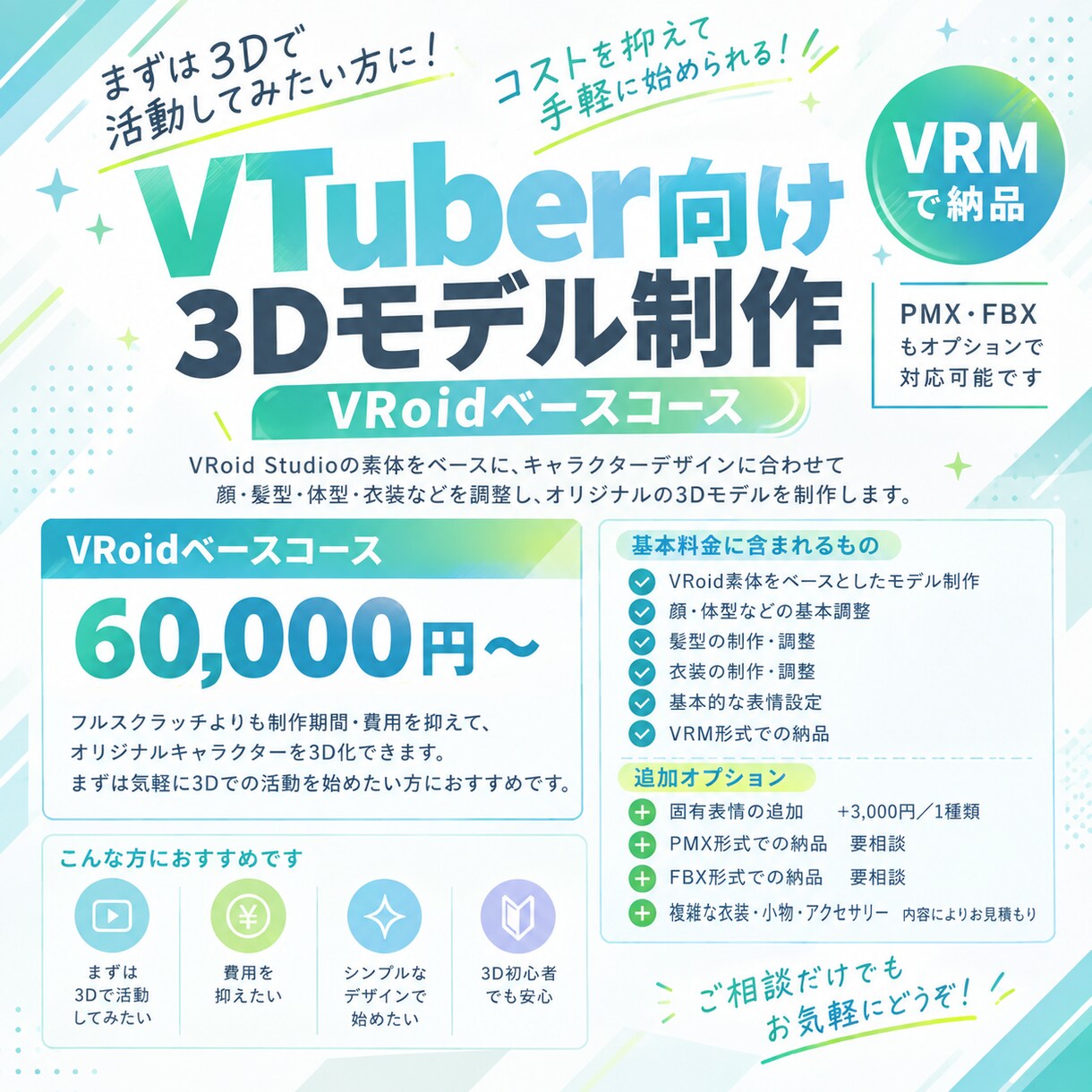 VRoidでVTuber向け3Dモデル制作をします フルスクラッチよりリーズナブル！ イメージ1
