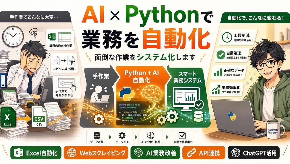 AIを活用した業務効率化ツールを開発します 事務経験豊富なPythonエンジニアが自動化します イメージ1