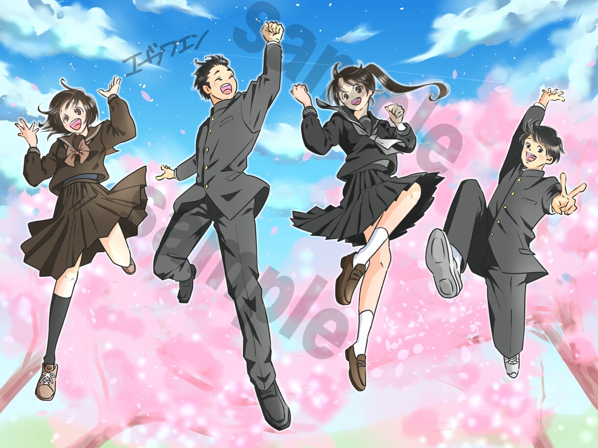 大人数・複数人・集団のイラスト描きます BGM・字幕・動き追加可能！　商用可！　クレジット表記不要！ イメージ4