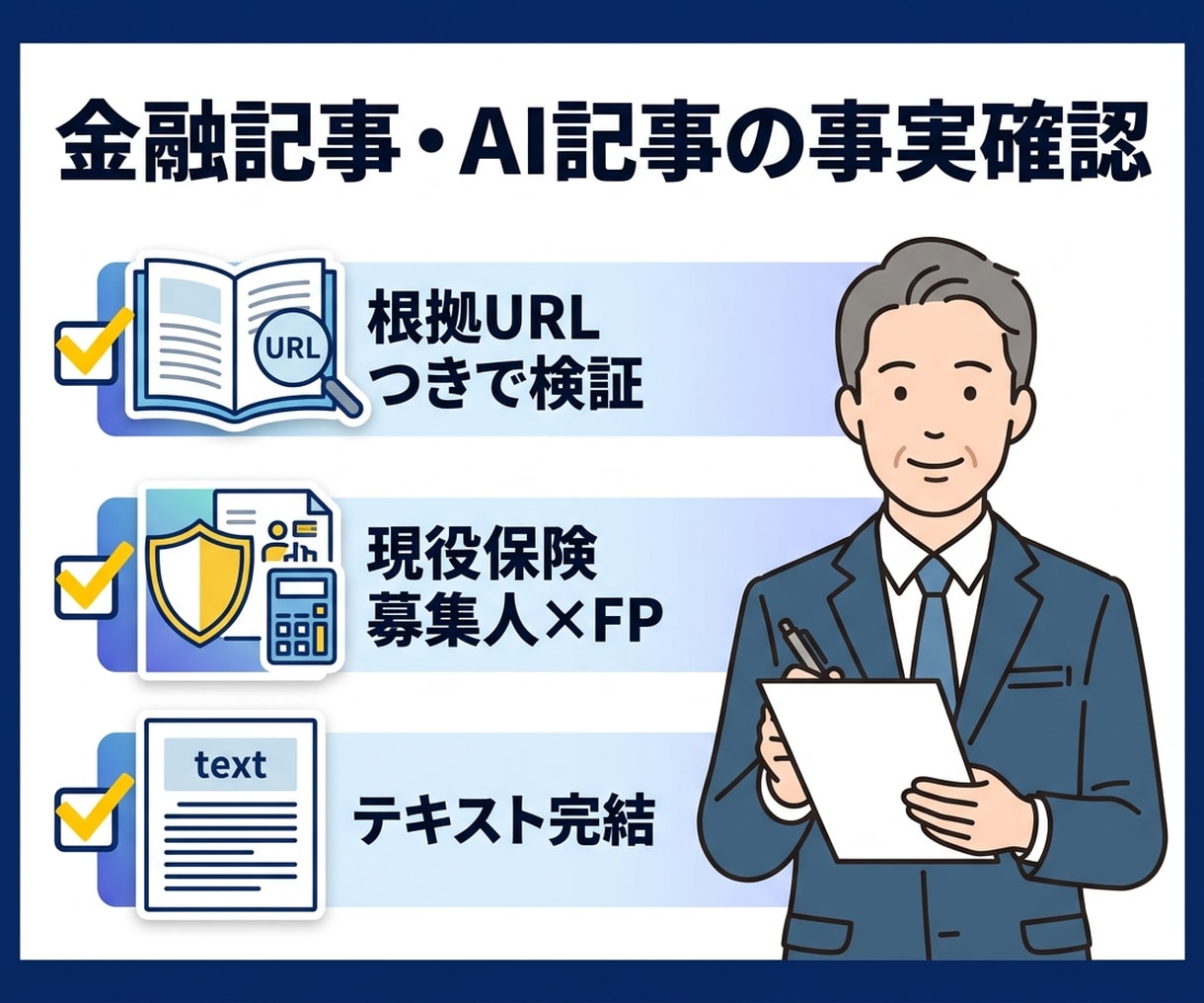 FPが金融記事・AI記事の事実確認をします 保険・年金・NISAの数値と制度を根拠つきで検証 イメージ1