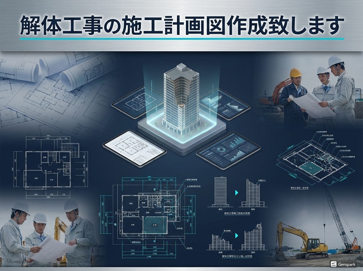 解体工事の施工計画図の作成致します 解体工事、アスベスト除去工事の施工計画図の作成致します イメージ1