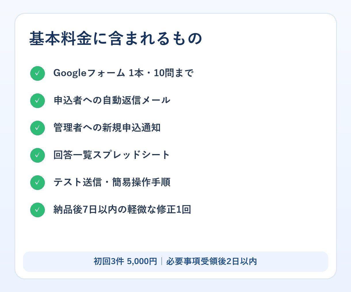 Googleフォームと自動返信を作ります 申込受付を2日で整備｜初回3件5,000円 イメージ2