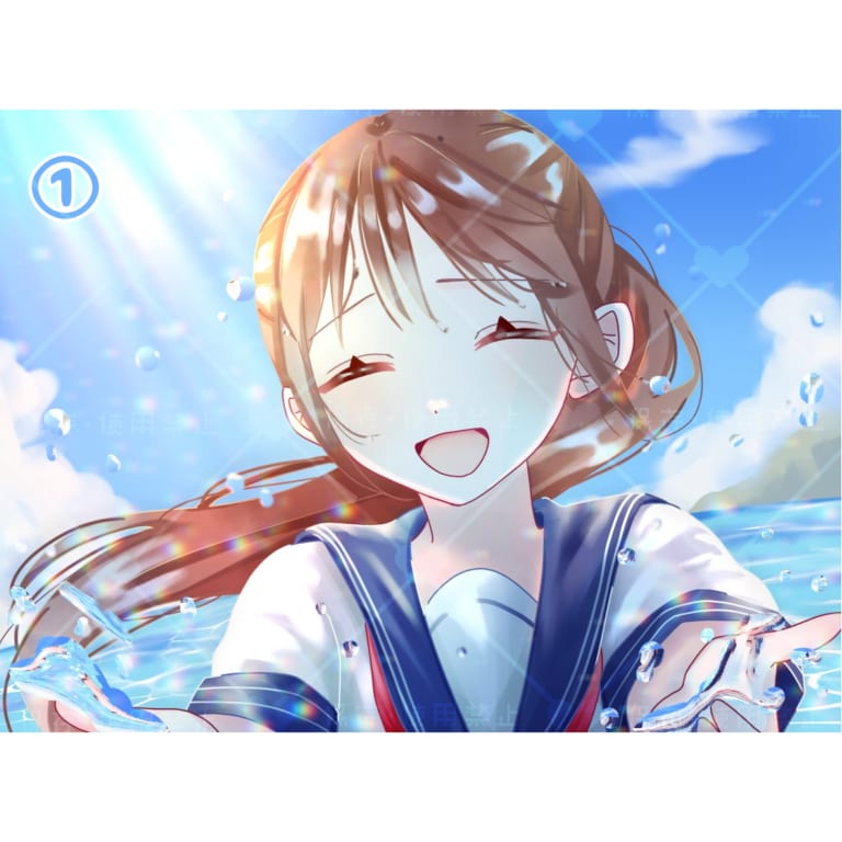 夏にぴったり！海辺で水遊びをする量産描きます お友達やオリキャラ同士のペア画にもぴったりです♡ イメージ2