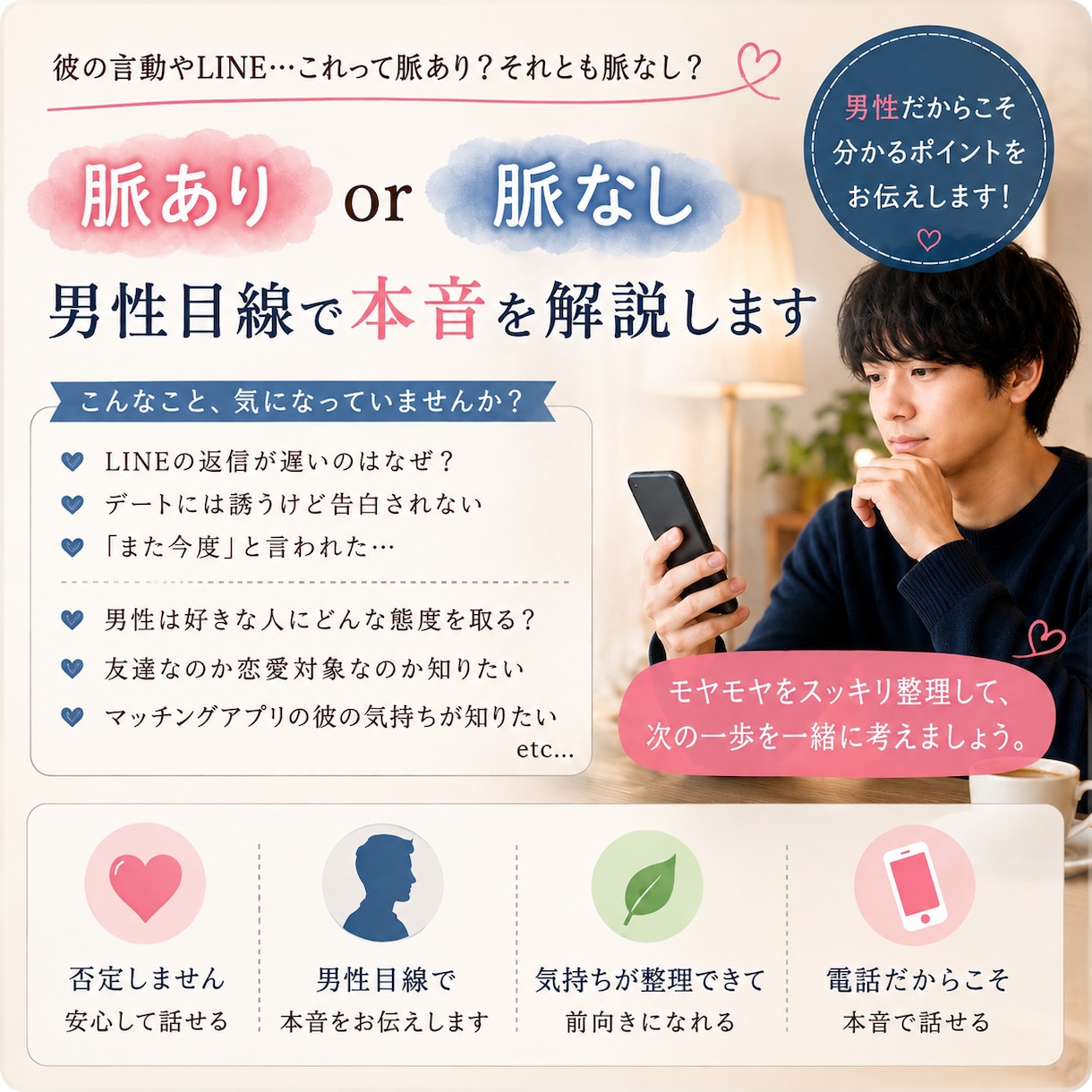 これ脈アリ？ナシ？男性目線で本音を一緒に考えます 脈アリ/脈ナシ/男の本音/男性目線 イメージ1