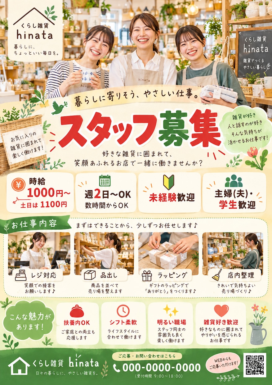 求人募集文とチラシ画像を作成します お店の情報を送るだけ！文章と画像をまとめて作成 イメージ2