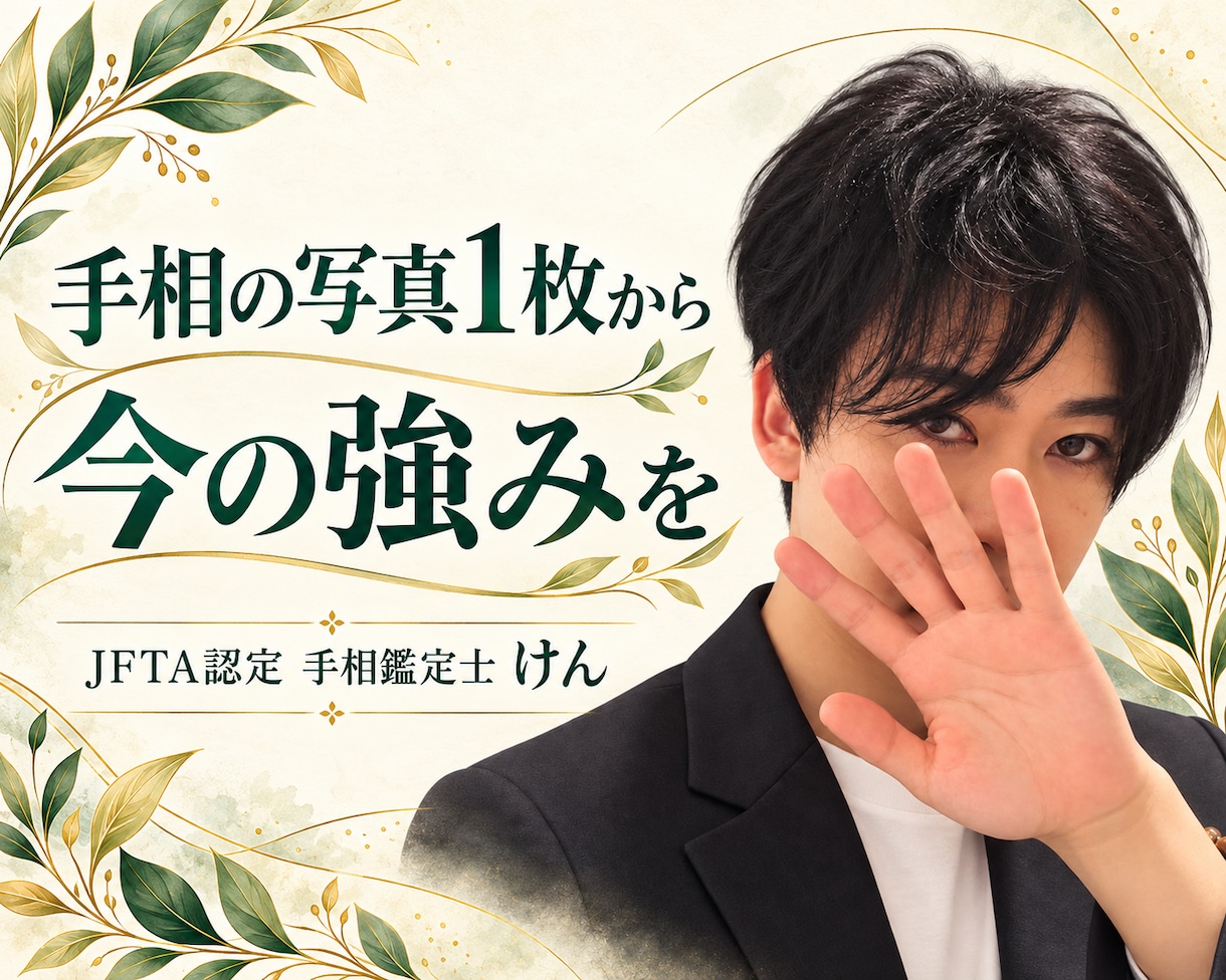 手相の写真1枚から今の強みをお伝えします JFTA認定鑑定士が、線1本ずつ丁寧に。断定しない手相鑑定 イメージ1