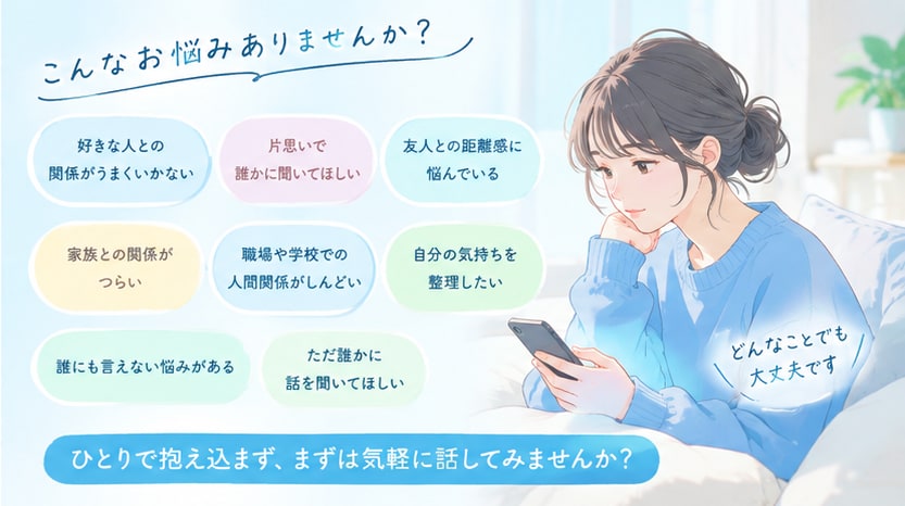 30分間☆誰にも言えない人間関係の想いを聞きます 現実で相談できる人がいない人へ　恋愛/復縁/人間関係 イメージ2