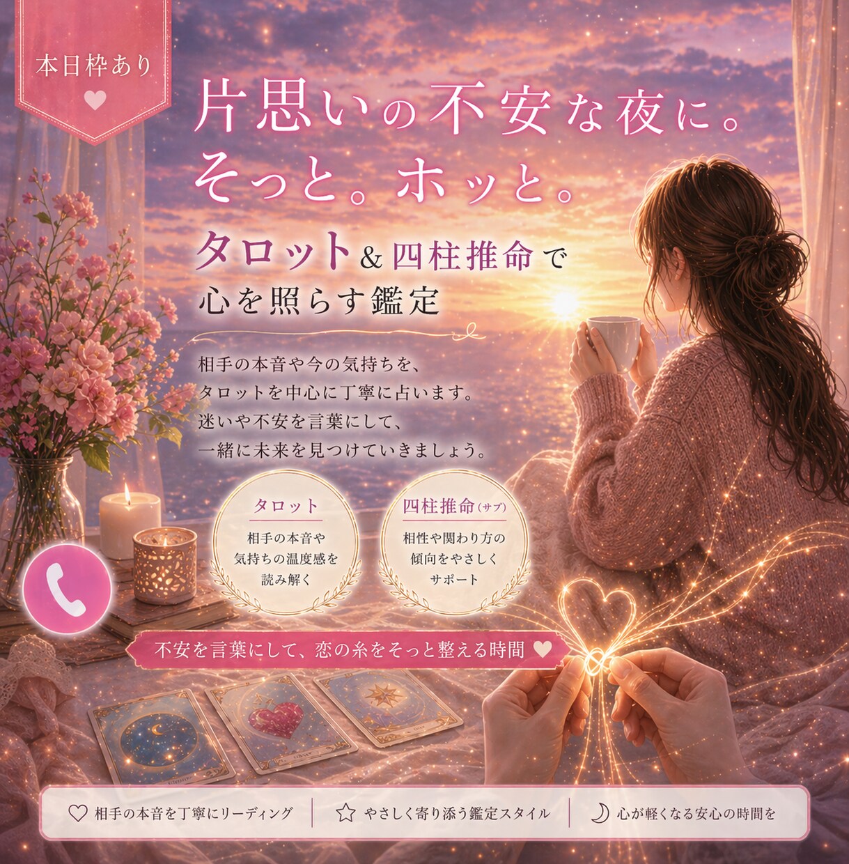 進まない恋に…彼の本音をタロットで優しく占います 連絡が来ない理由や進まない恋のモヤモヤをやさしくリーディング イメージ8