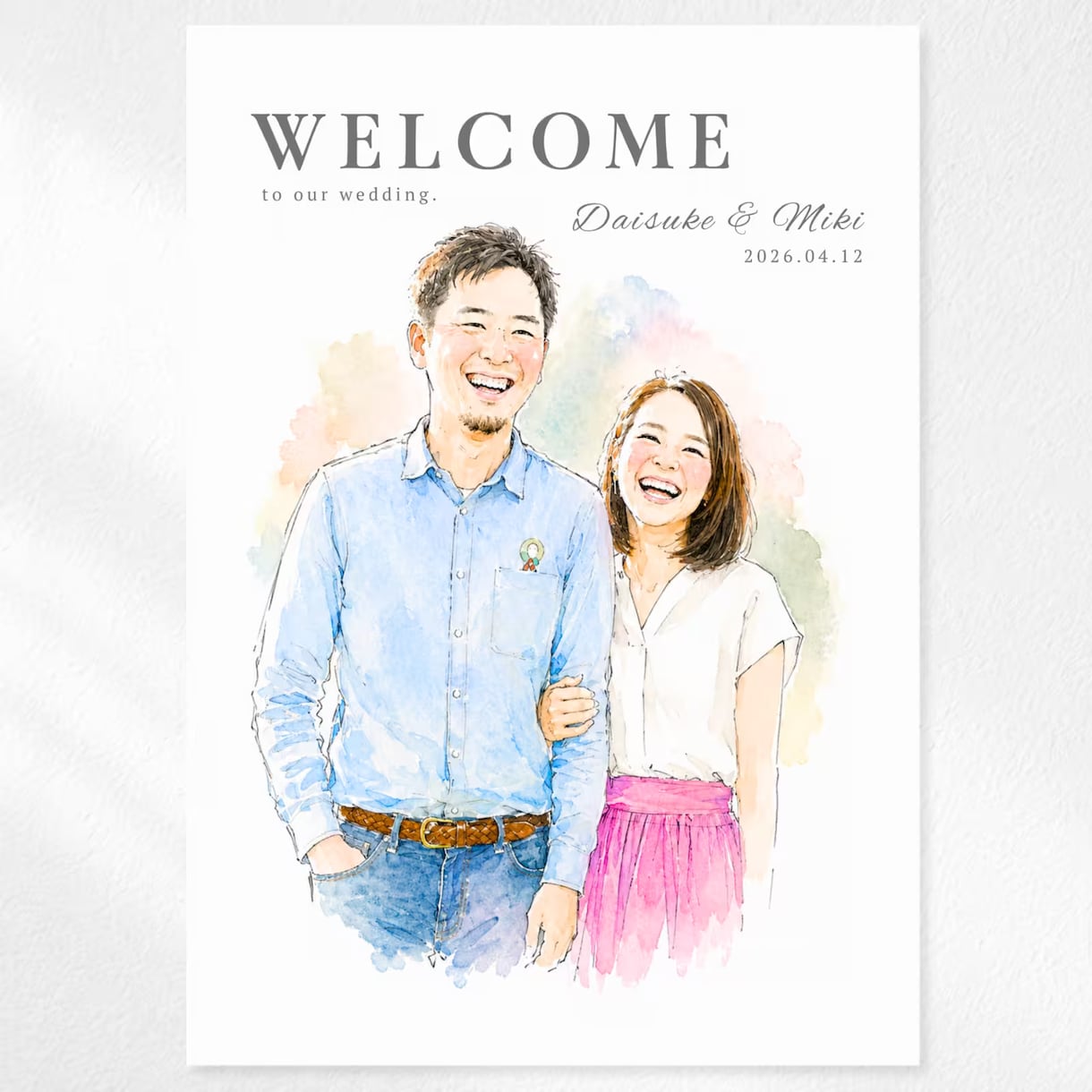 上品でオシャレな似顔絵ウェルカムボードを作成します お急ぎ納品可♥背景/文字入れ/構図変更など幅広く対応◎ イメージ7