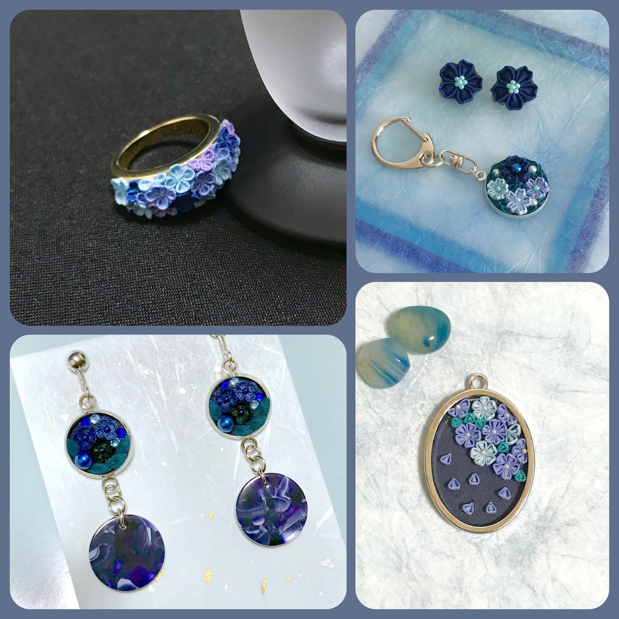 つまみ細工でアクセサリーなどの小物をお作りします ハンドメイドでピアス イヤリング ネックレス キーホルダー等 イメージ5