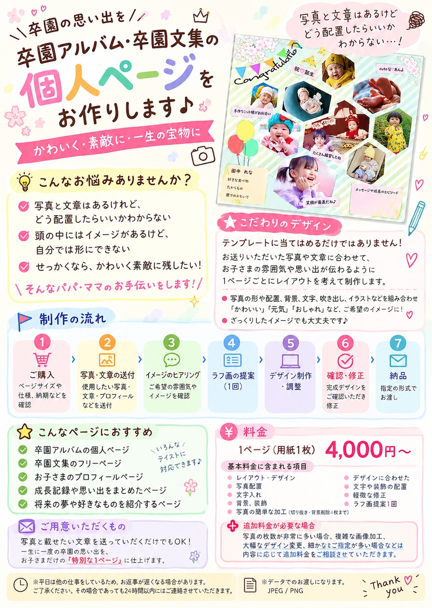 保育園/幼稚園　卒園アルバム　個人ページ作成します 心に残る記念のページを作成します イメージ9