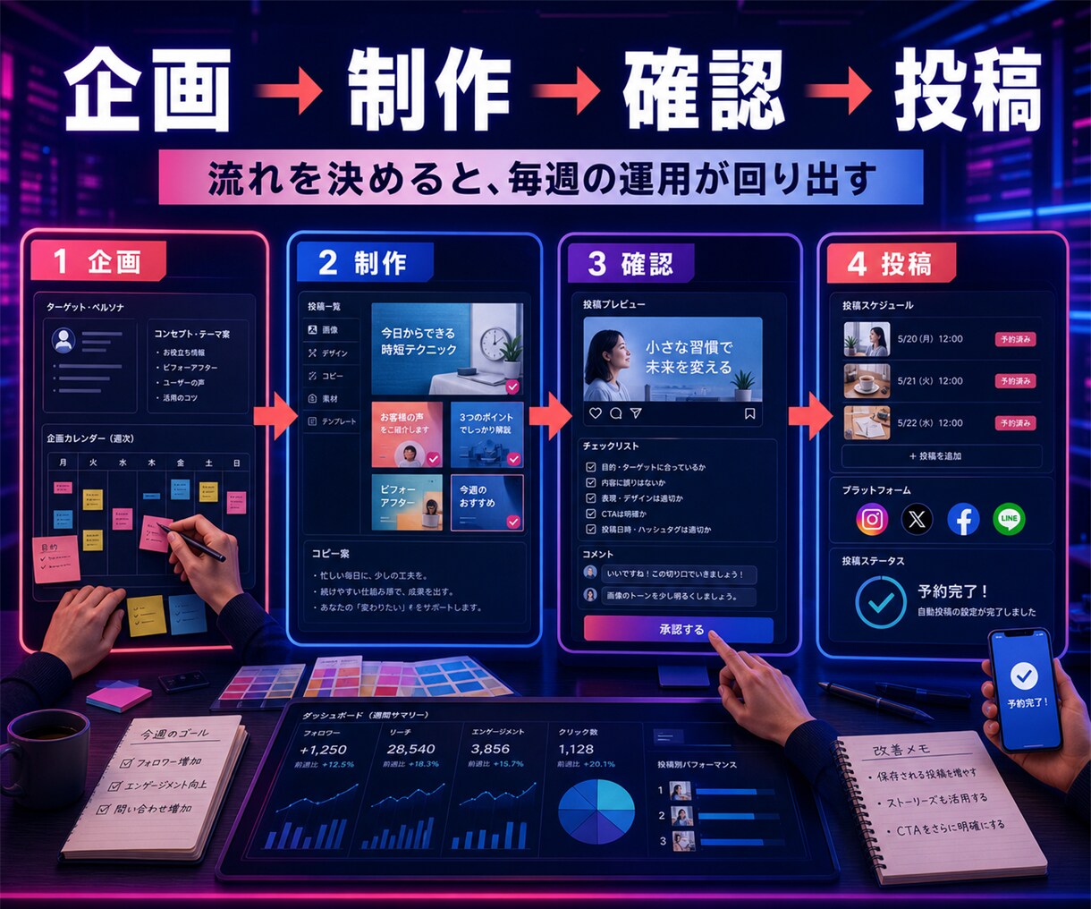 SNS運用の投稿・管理を自動化します 企画・投稿予約・分析まで効率化 イメージ3