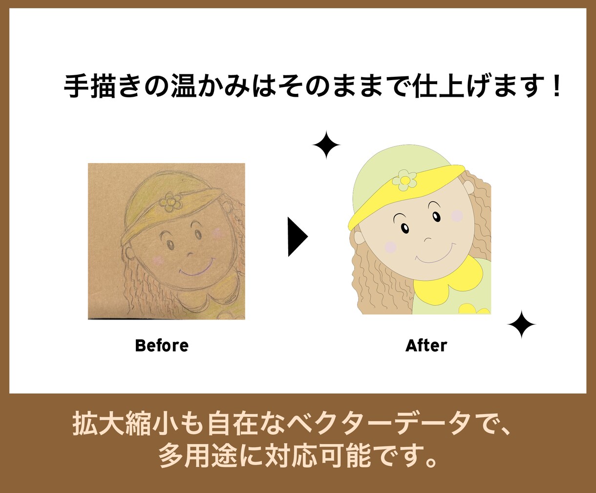 画像から綺麗なAiデータにします 手書きや荒い画像を印刷用データへ丁寧に変換し仕上げます。 イメージ5