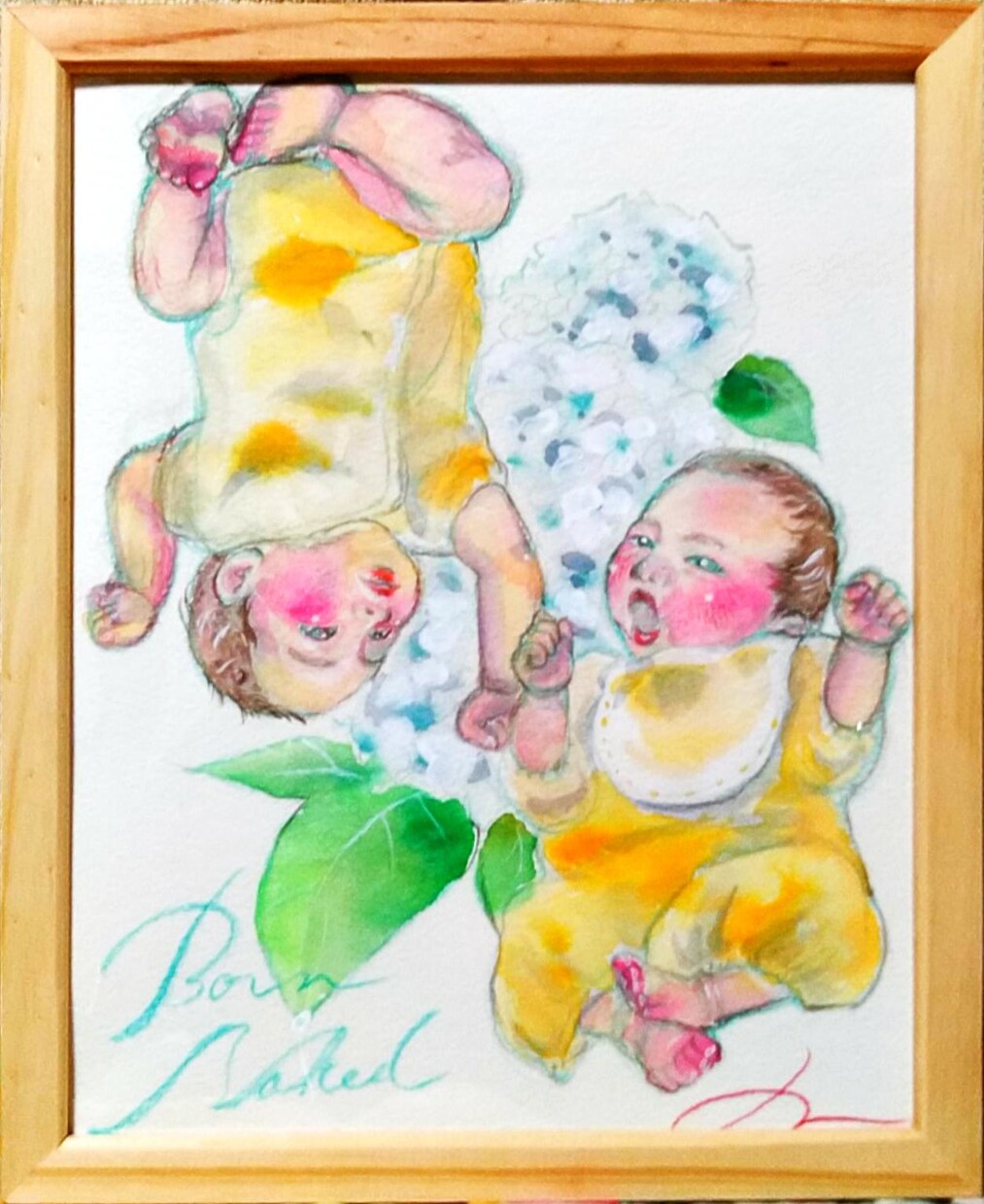 原画額縁つき・新生児の似顔絵描きます お子さんの新生児期の写真から水彩絵にしませんか？ イメージ2