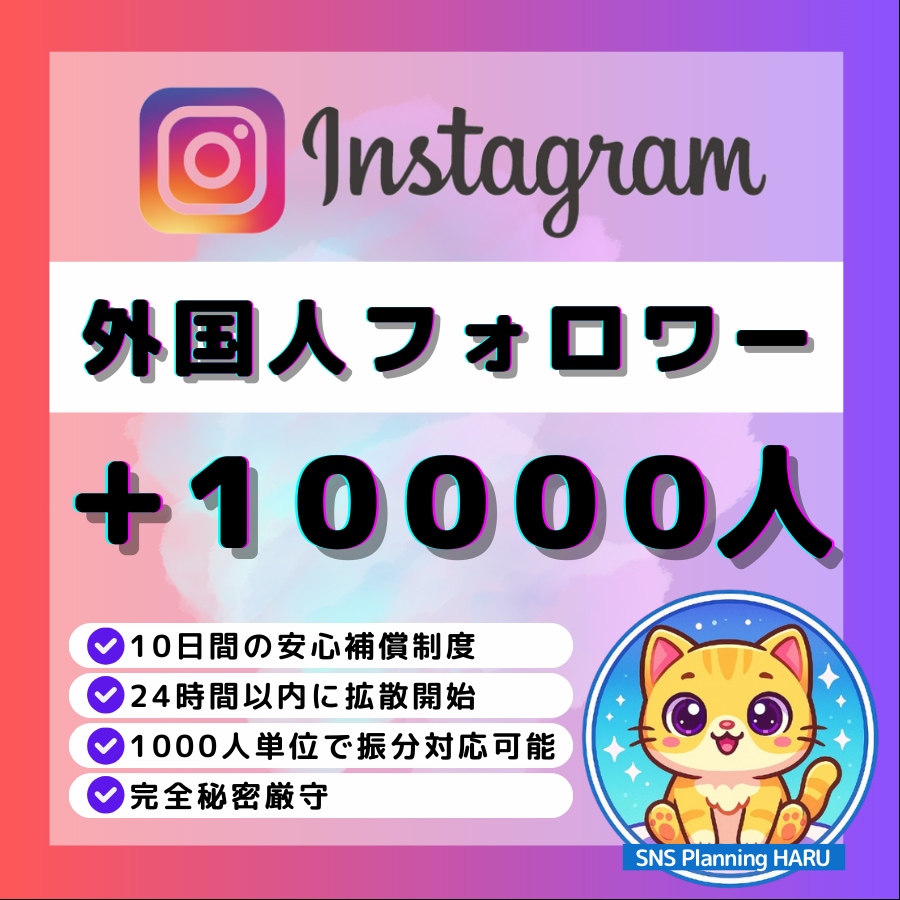 Instagramフォロワー10000人増やします ✅Instagram外国人フォロワー１万人増加◆振分可能 イメージ1