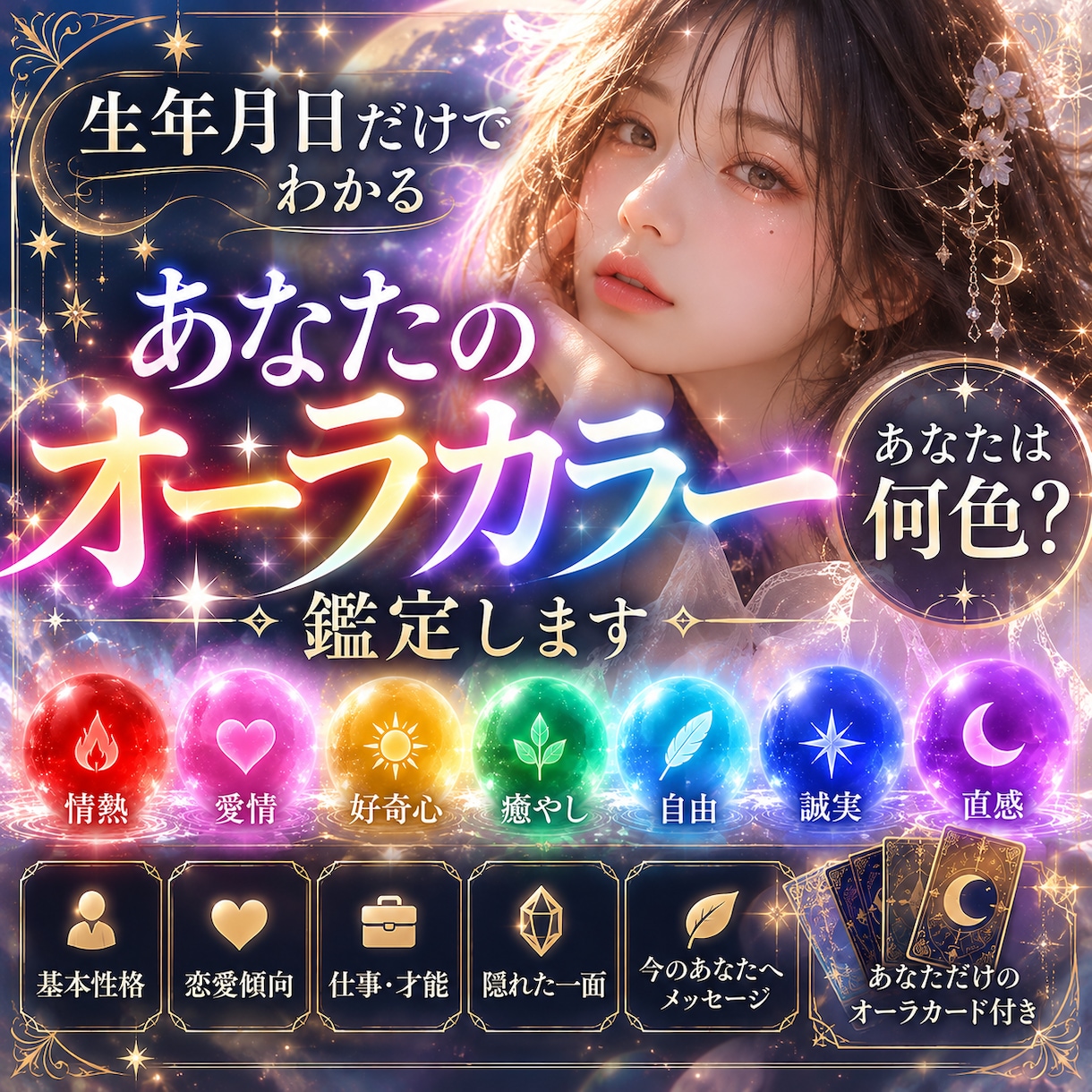 生年月日でわかるあなたに宿るオーラカラー鑑定します あなたのオーラカラーを鑑定します イメージ1