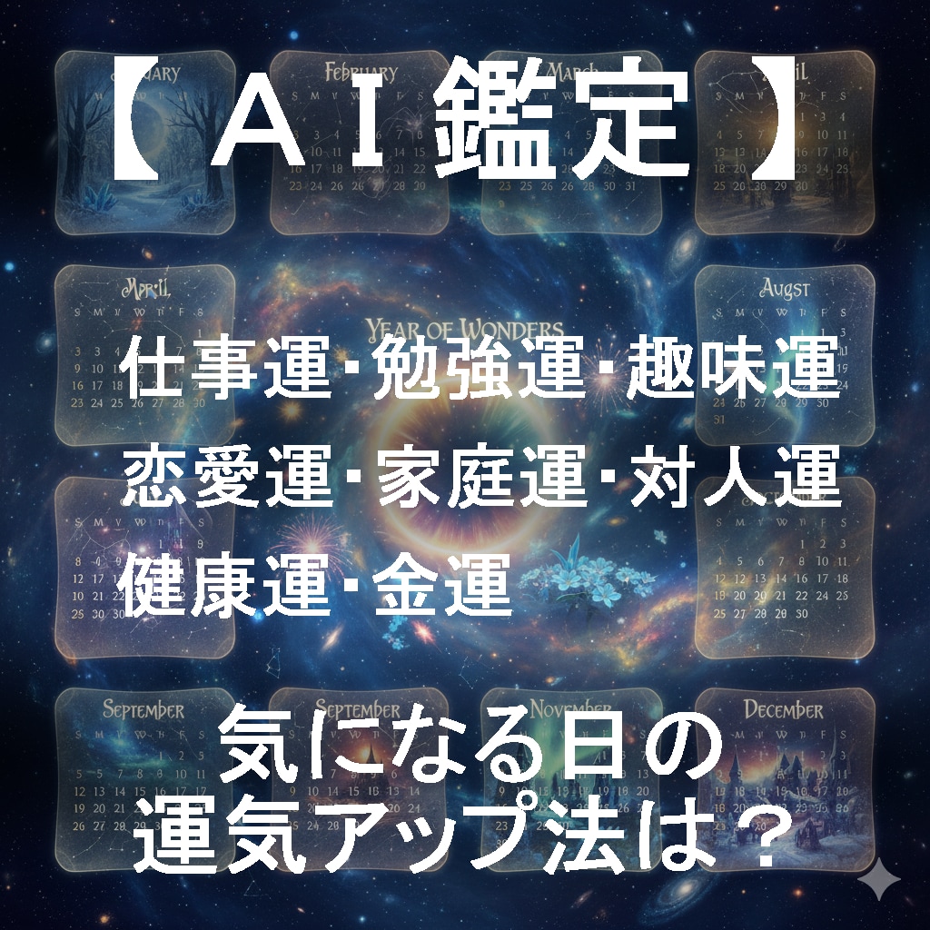 運気アップ法を日付指定してピンポイントで占います AIが4大占術を融合する「クアトロ・マトリクス鑑定」 イメージ1