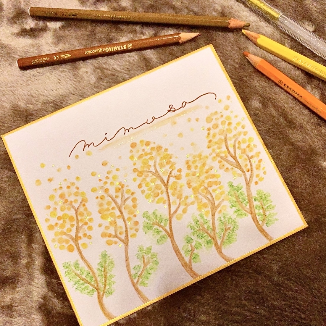 水彩画色紙屋がお好きなイラスト描きます 12cm×14cmの、色紙に水彩画イラスト描きます イメージ3