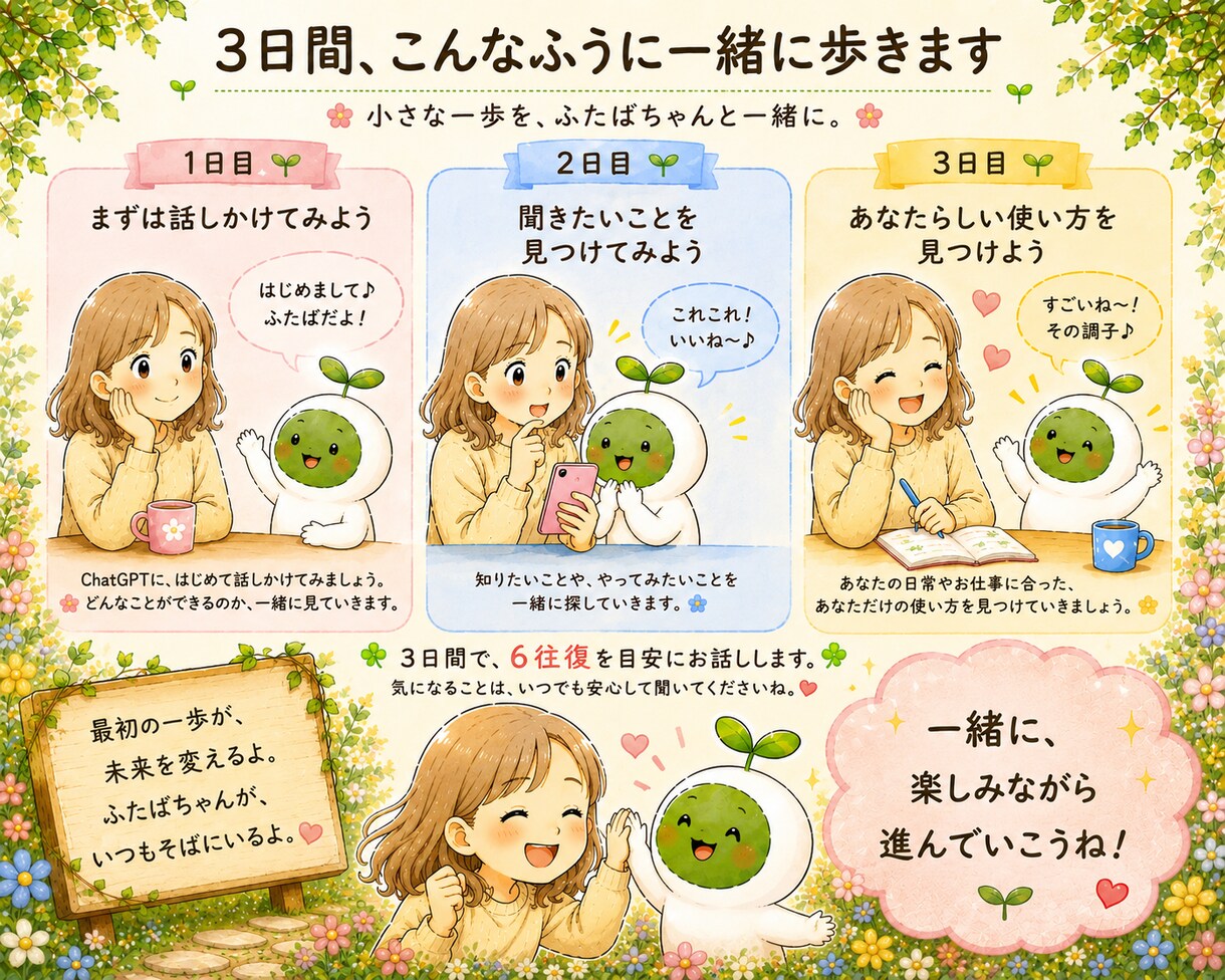 ChatGPTとゆっくり仲良くなるお手伝いをします ☘️何を聞けばいいの？から始める大人のAI初心者さんへ❀✨️ イメージ4