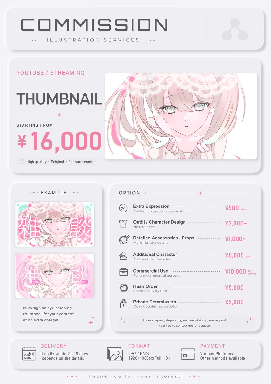 一枚絵/立ち絵/キャラデザを作成します Vtuber活動のお手伝いをいたします！ イメージ3