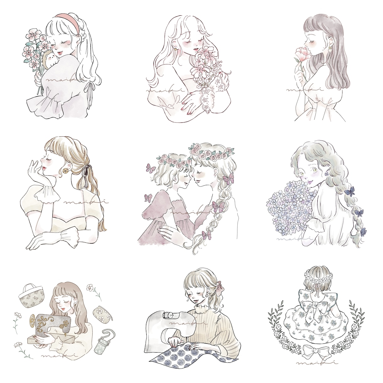 線画と淡色のイラスト描きます 優しく柔らかい雰囲気を伝えます イメージ3