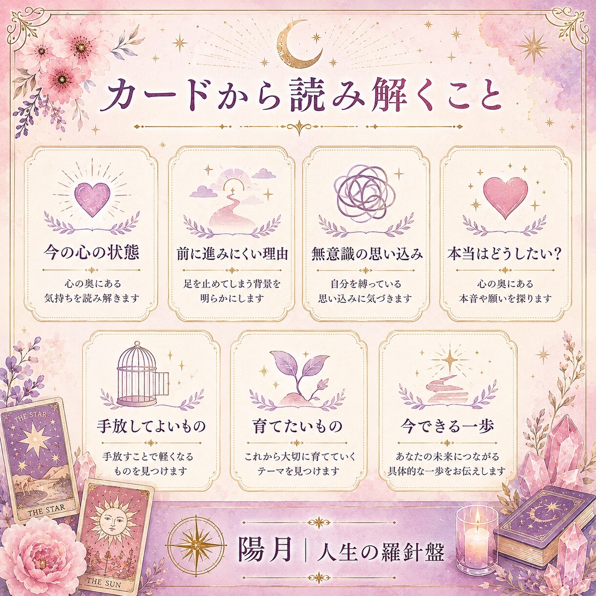 前に進めない心のブロックをカードで読み解きます 迷い・思い込み・ためらいの背景と今できる一歩を鑑定 イメージ4