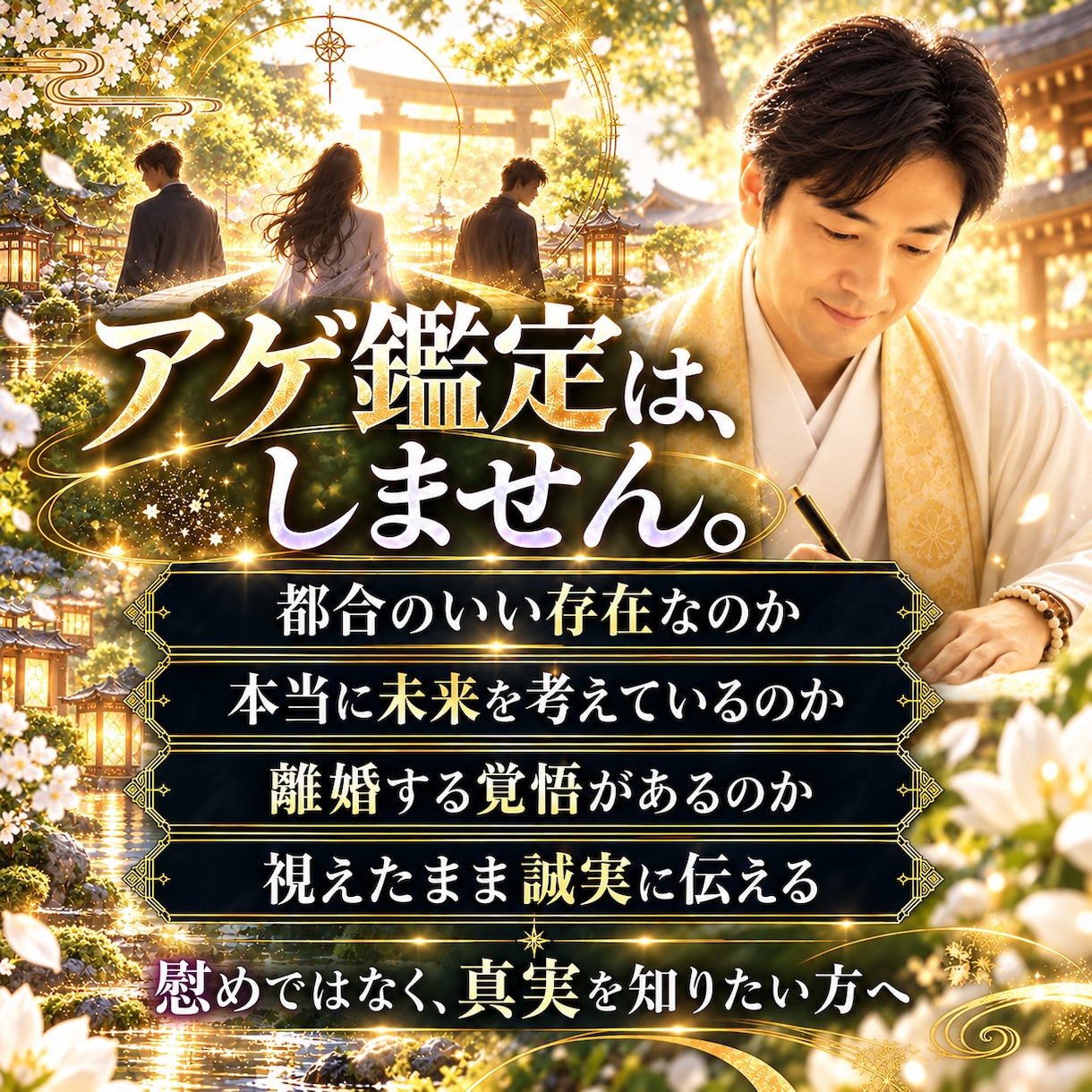 不倫相手の本音と恋の行方。二人の結末を霊視します 家庭へ気持ちと離婚の可能性・最後に選ぶ相手は？忖度なく視抜く イメージ7