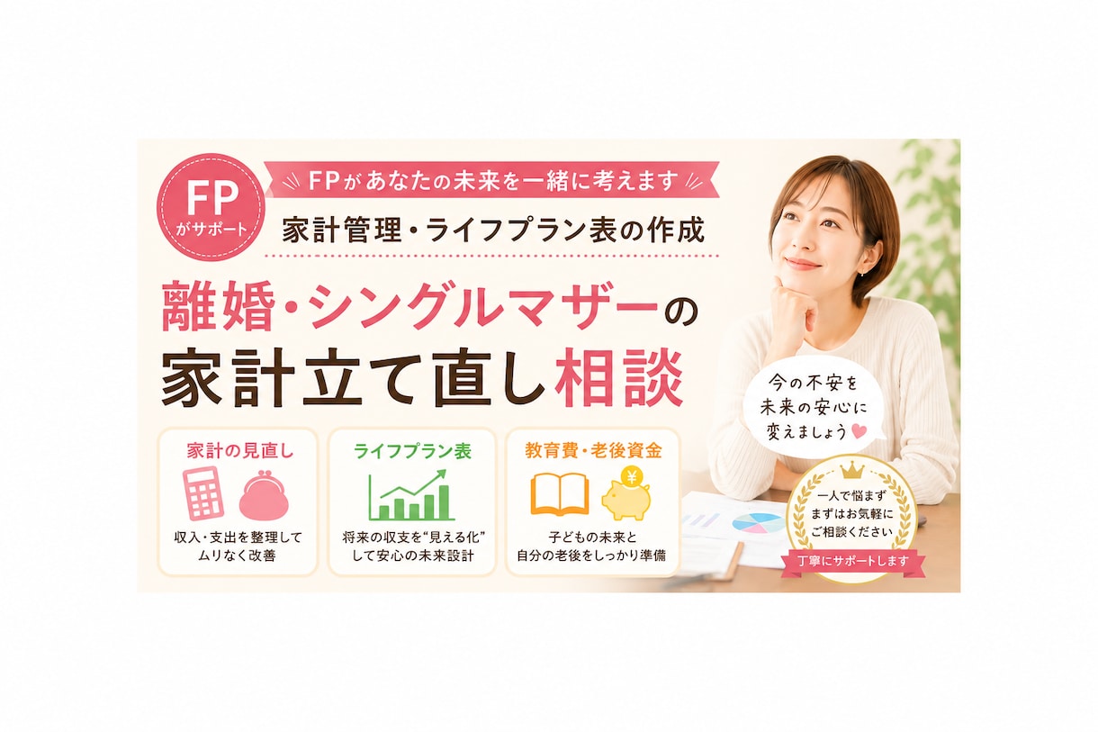 FP1級があなた専用のライフプラン表を作成します 50年の家計を見える化。老後資金の不安を数字で解消 イメージ1