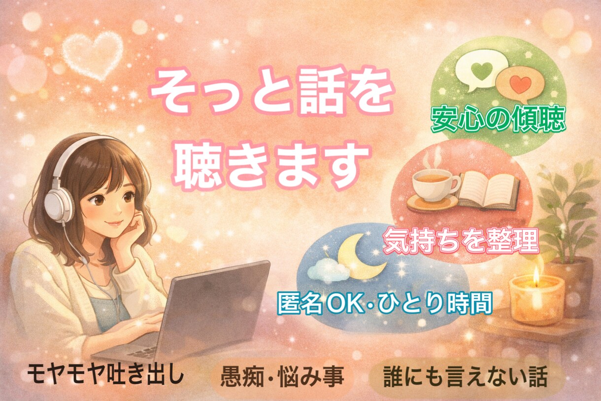 愚痴•悩み相談の傾聴サービスをします 私があなたの一番の味方になります イメージ1