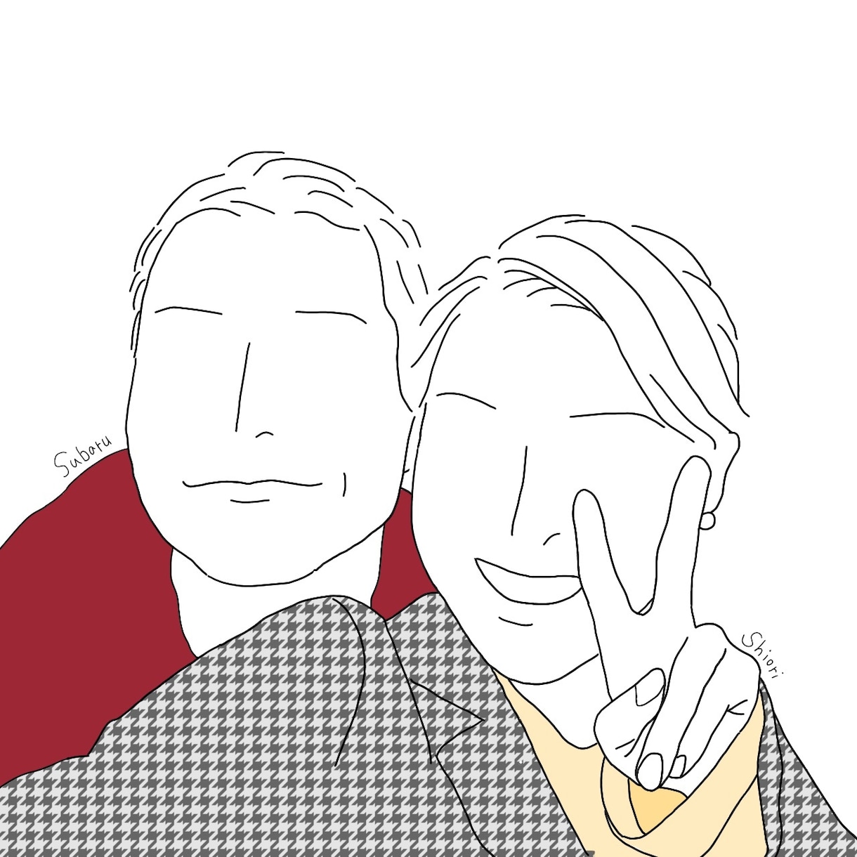 お洒落なカップルイラスト描きます ✳︎SNSなどに使えるカップル(お友達)イラストを作成✳︎ イメージ2