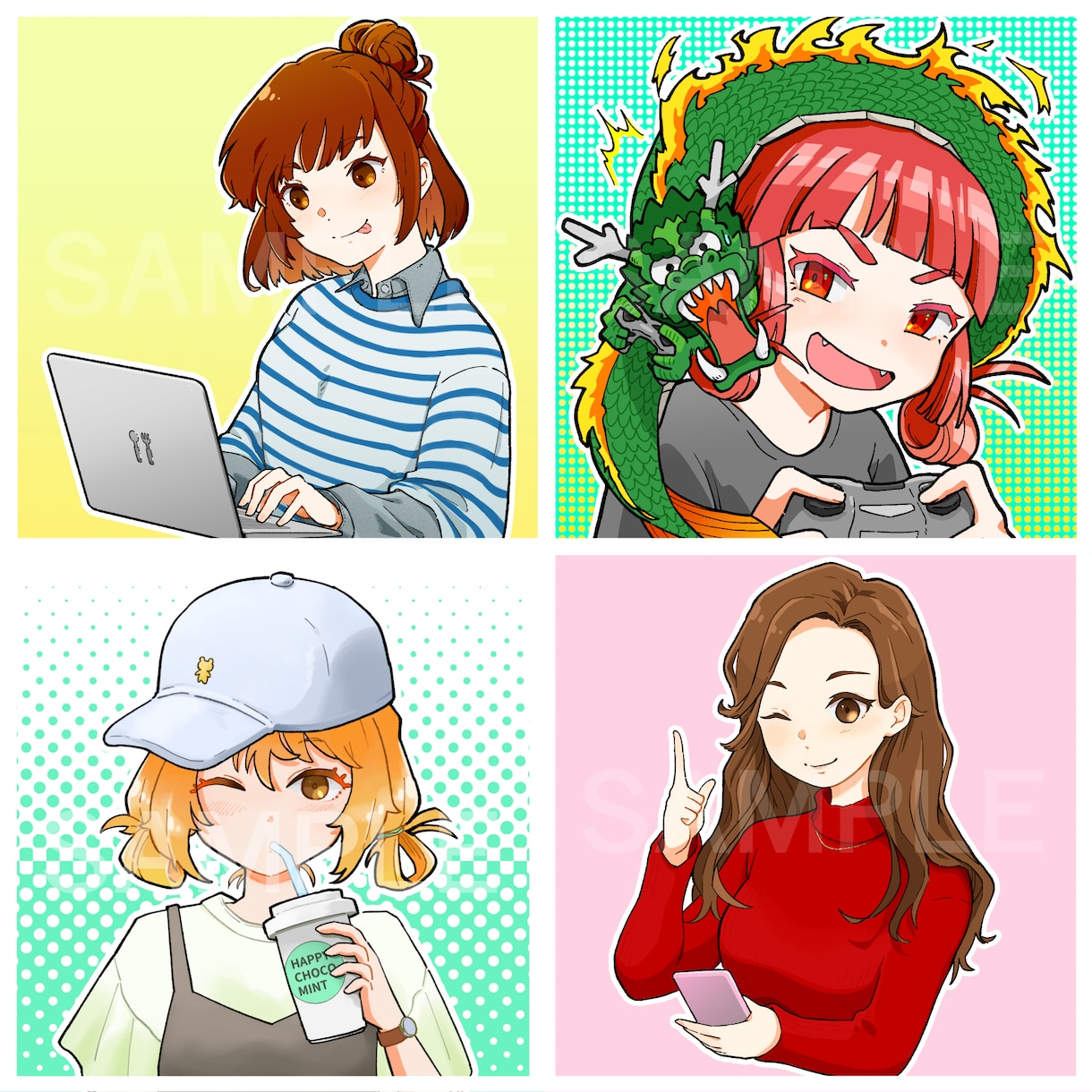 SNSで使えるカッコいい個性のあるイラスト描きます 人とは違うPOPでカッコいいデザインで目を引くアイコンを！ イメージ6