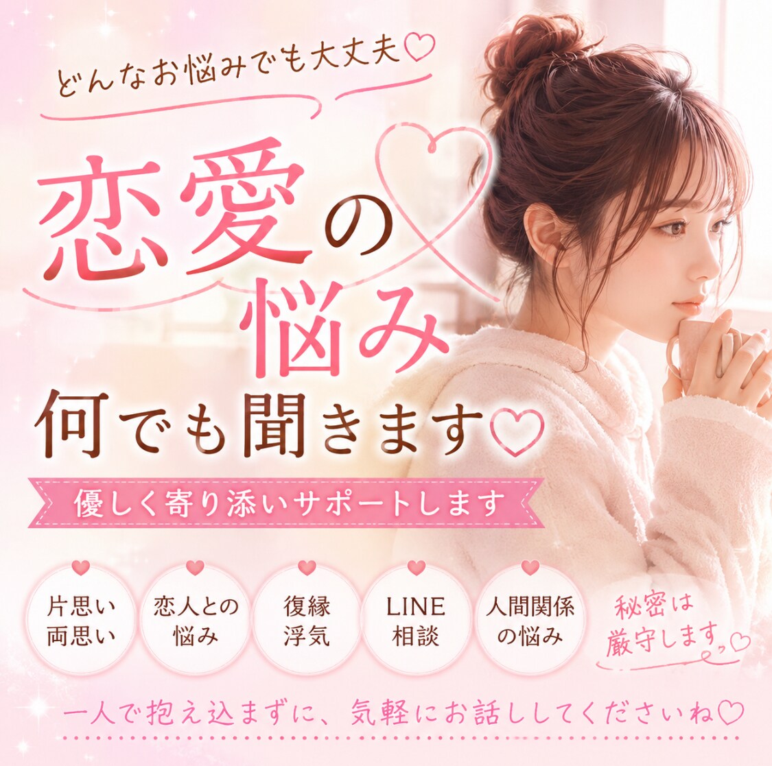恋愛相談本気で向き合います 気持ちが軽くなるまで寄り添います！ イメージ1