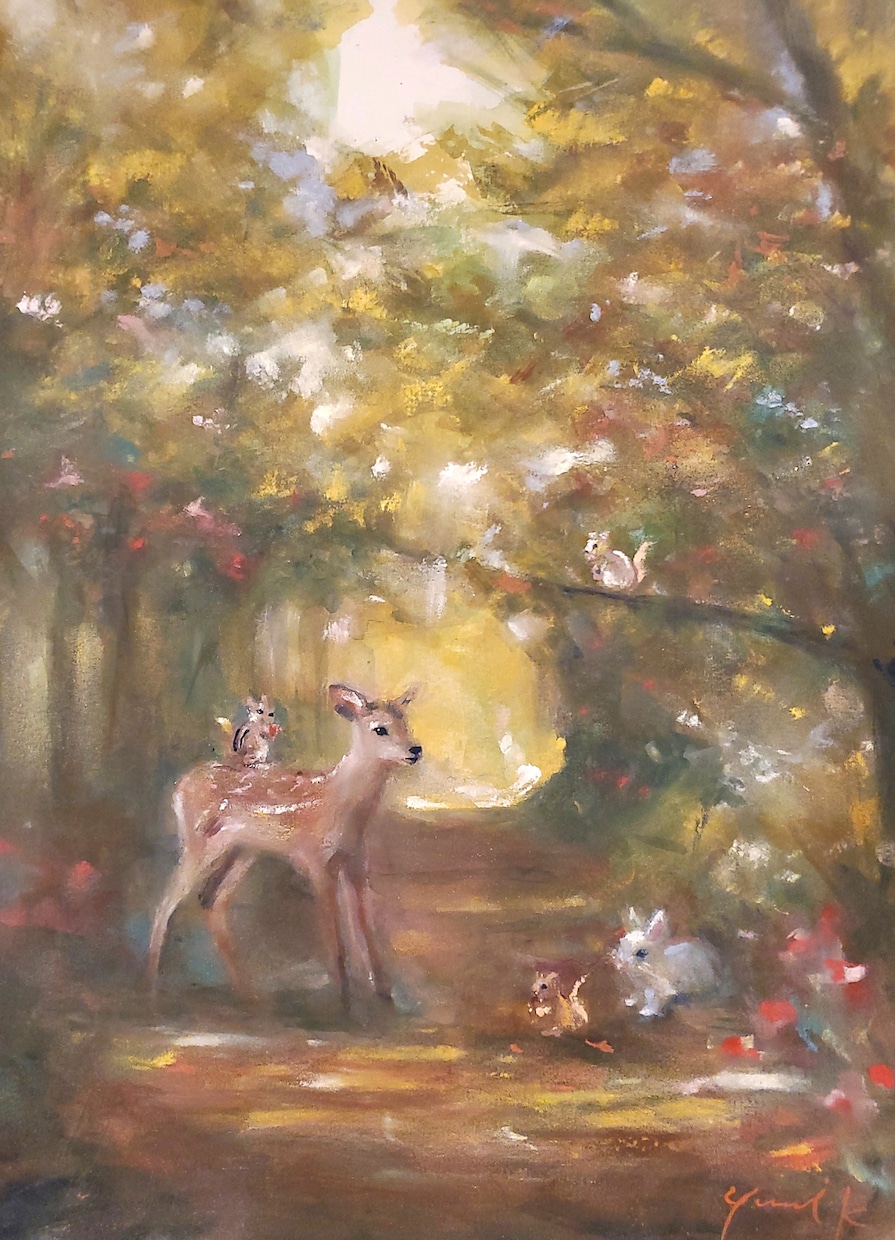 水彩/パステルで優しい色彩の絵画作品を制作します サイズ:F4/額付/挿絵/表紙絵/お部屋やオフィスに飾る絵 イメージ1