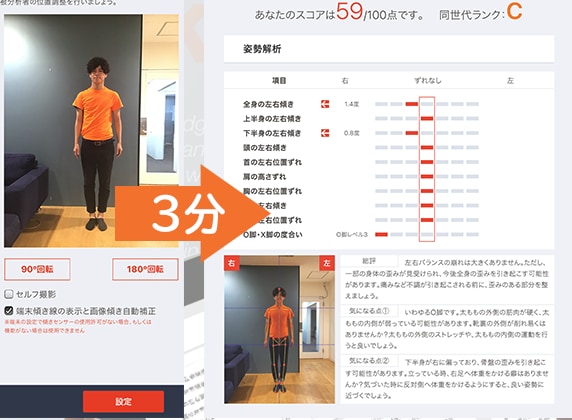 最先端科学に基づくAIによる姿勢診断をします 。2枚の自撮り画像から姿勢を見える化します イメージ4