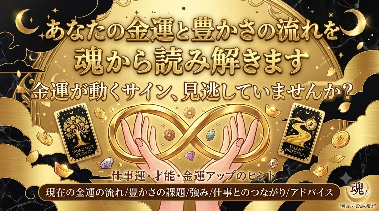 あなたの金運と豊かさの流れを魂から読み解きます お金の流れは、あなたの魂の流れと深くつながっています。 イメージ1