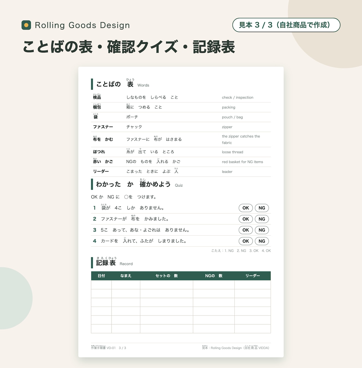 外国人に伝わる作業手順書をやさしい日本語で作ります 【11/30まで初出品価格】写真・ふりがな・OK/NG付き イメージ4