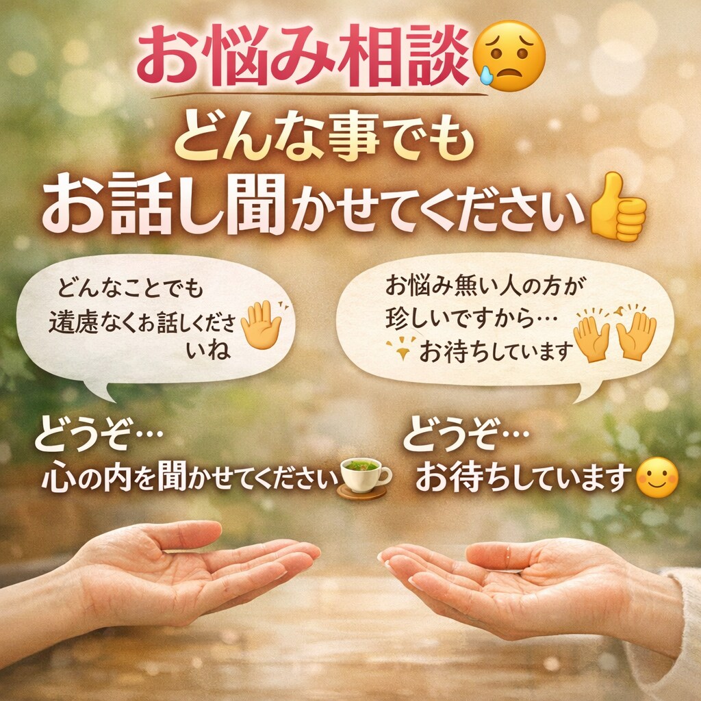 誰にも言えない愚痴、ストレス発散OK!全部聞きます 愚痴・不満なんでも聞きます！秘密厳守で優しく受け止めます イメージ1